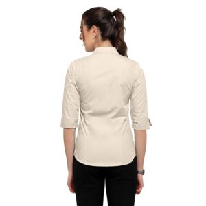 blue roninwomen 3/4 sleeve stylish western official formal shirts for women regular fit shirts for women (beige)